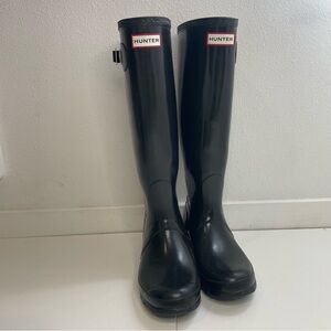 Hunter Women's Original Tall Gloss Rain Boots Black Sz Men 7 Women 8 B